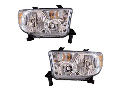 Halogen Headlights; Chrome Housing; Clear Lens (10-13 Tundra w/ Automatic Leveling)