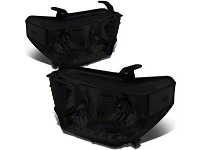 Factory Style Headights with Clear Corner Lights; Chrome Housing; Smoked Lens (14-17 Tundra)