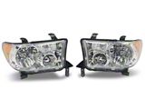 Headlights with Amber Corners; Chrome Housing; Clear Lens (07-13 Tundra w/o Level Adjuster)