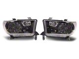 Headlights with Clear Corners; Black Housing; Clear Lens (07-13 Tundra w/o Level Adjuster)