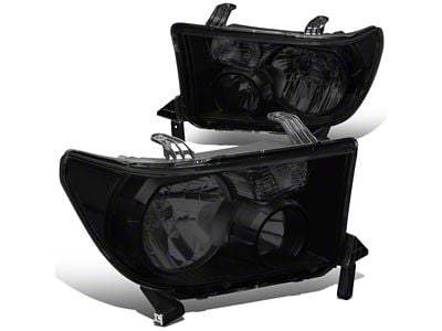 Headlights with Clear Corners; Chrome Housing; Smoked Lens (07-13 Tundra w/o Level Adjuster)