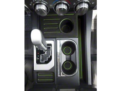 Interior Cup Holder Foam Inserts; Black/Green (14-21 Tundra w/ Bucket Seats)