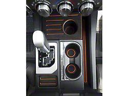 Interior Cup Holder Foam Inserts; Black/Orange (14-21 Tundra w/ Bucket Seats)