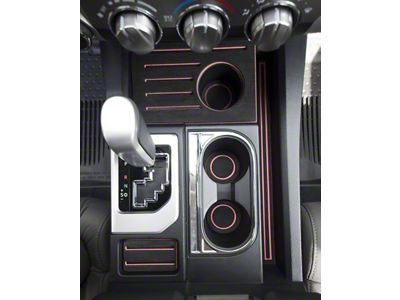 Interior Cup Holder Foam Inserts; Black/Pink (14-21 Tundra w/ Bucket Seats)