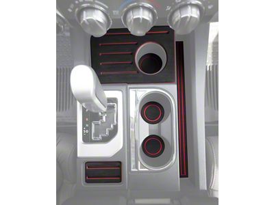 Interior Cup Holder Foam Inserts; Black/Red (14-21 Tundra w/ Bucket Seats)