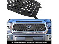 Laser Cut Rivet Mesh Upper Replacement Grille with Emblem Hole; Black (18-19 Tundra w/ TSS)