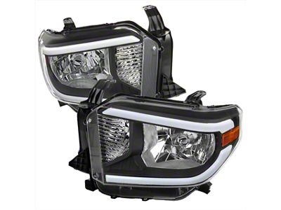 LED Bar Factory Style Headlights; Matte Black Housing; Clear Lens (14-21 Tundra w/ Factory Halogen Headlights)