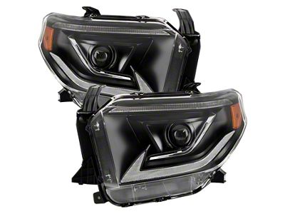LED DRL Signal / Halogen Projector Headlights; Black Housing; Clear Lens (14-21 Tundra w/ Factory Halogen Headlights)