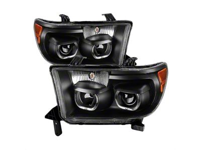 LED Halo Projector Headlights; Black Housing; Clear Lens (07-13 Tundra)