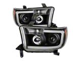 LED Light Bar Projector Headlights; Black Housing; Clear Lens (07-13 Tundra)