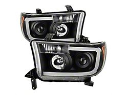 LED Light Bar Projector Headlights; Black Housing; Clear Lens (07-13 Tundra)