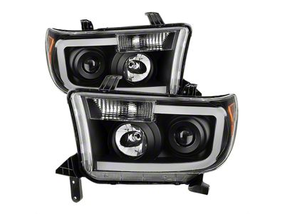 LED Light Bar Projector Headlights; Black Housing; Clear Lens (07-13 Tundra)