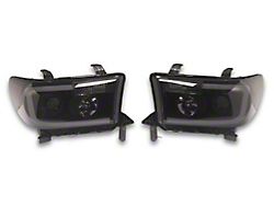 LED Light Bar Projector Headlights; Black Housing; Smoked Lens (07-13 Tundra)