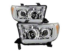 LED Light Bar Projector Headlights; Chrome Housing; Clear Lens (07-13 Tundra)
