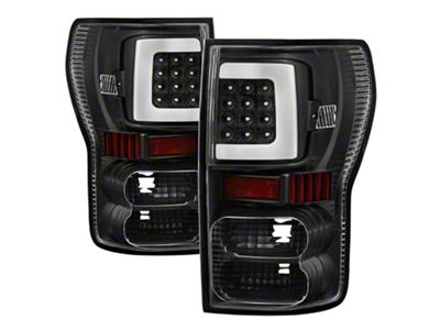 Light Bar LED Tail Lights; Black Housing; Clear Lens (07-13 Tundra)