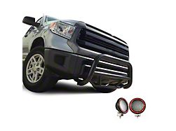 Max Bull Bar with 5.30-Inch Red Round Flood LED Lights; Black (07-21 Tundra)