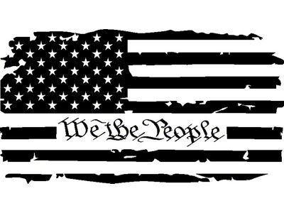 Moonroof Tattered We The People Flag Decal; Matte Black (07-25 Tundra)