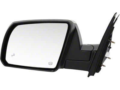 OE Style Powered Heated Mirror; Driver Side; Black with Chrome Cover (14-21 Tundra w/ Blind Spot Monitoring)