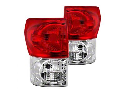 OE Style Tail Lights; Chrome Housing; Red/Clear Lens (07-09 Tundra)
