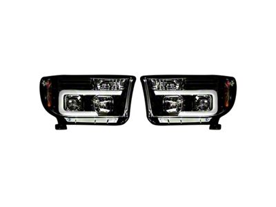 OLED Halo DRL Projector Headlights; Black Housing; Smoked Lens (07-13 Tundra)