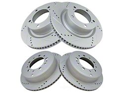 Performance Drilled and Slotted 5-Lug Rotors; Front and Rear (07-21 Tundra)