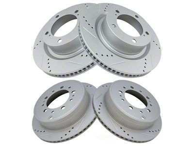 Performance Drilled and Slotted 5-Lug Rotors; Front and Rear (07-21 Tundra)