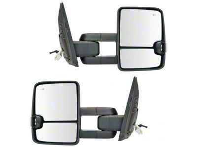 Powered Heated Memory Manual-Telescoping Towing Mirrors with Smoked Turn Signals; Chrome (14-19 Tundra)
