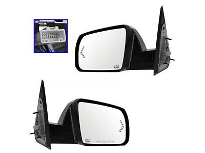 Mirror LH Power-Fold/Memory/Signal For 14-18 GMC Sierra 1500 Chrome & Black Caps