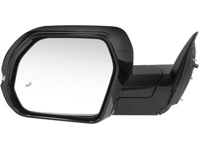 Powered Heated Mirror with Blind Spot and Turn Signal; Driver Side; Black (22-25 Tundra)