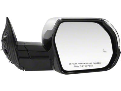Powered Heated Mirror with Blind Spot and Turn Signal; Passenger Side; Black/Chrome (22-25 Tundra)