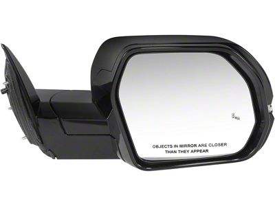 Powered Heated Mirror with Blind Spot and Turn Signal; Passenger Side; Black (22-25 Tundra)