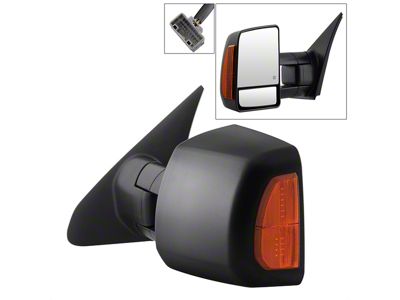 Powered Heated Telescoping Mirror with Amber LED Turn Signal; Driver Side (07-14 Tundra)