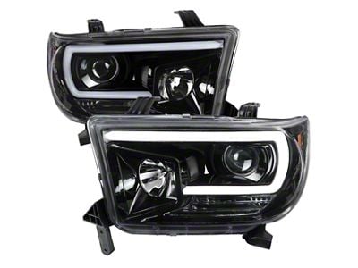 Projector Headlights; Jet Black Housing; Clear Lens (07-13 Tundra w/o Level Adjuster)