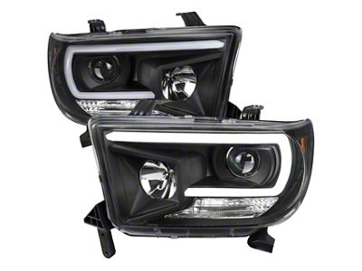 Projector Headlights; Matte Black Housing; Clear Lens (07-13 Tundra w/o Level Adjuster)