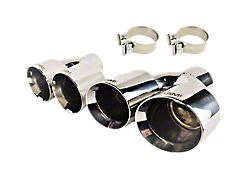Quad Staggered Angle Cut Exhaust Tips; 4-Inch; Chrome Polished (Fits 3-Inch Tailpipe)