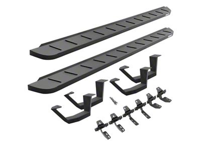 Go Rhino RB10 Running Boards with Drop Steps; Textured Black (22-25 Tundra Double Cab)