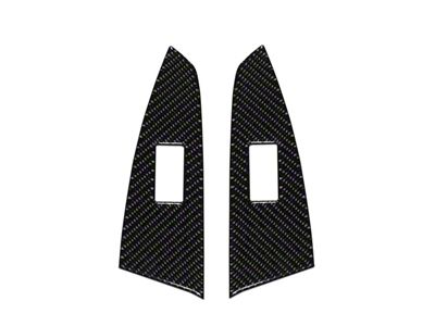 Rear Door Switch Panel Accent Trim; Domed Carbon Fiber (14-21 Tundra Double Cab)