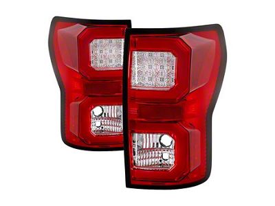 Version 2 Light Bar LED Tail Lights; Chrome Housing; Red/Clear Lens (07-13 Tundra)