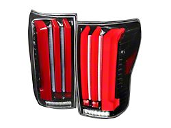 Red LED Bar Tail Lights with Sequential Turn Signal; Gloss Black Housing; Clear Lens (07-13 Tundra)