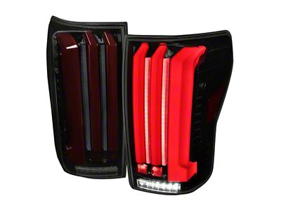 Red LED Bar Tail Lights with Sequential Turn Signal; Gloss Black Housing; Smoked Lens (07-13 Tundra)