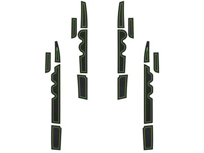 Side Door Pocket Foam Inserts; Black/Green (07-21 Tundra CrewMax)