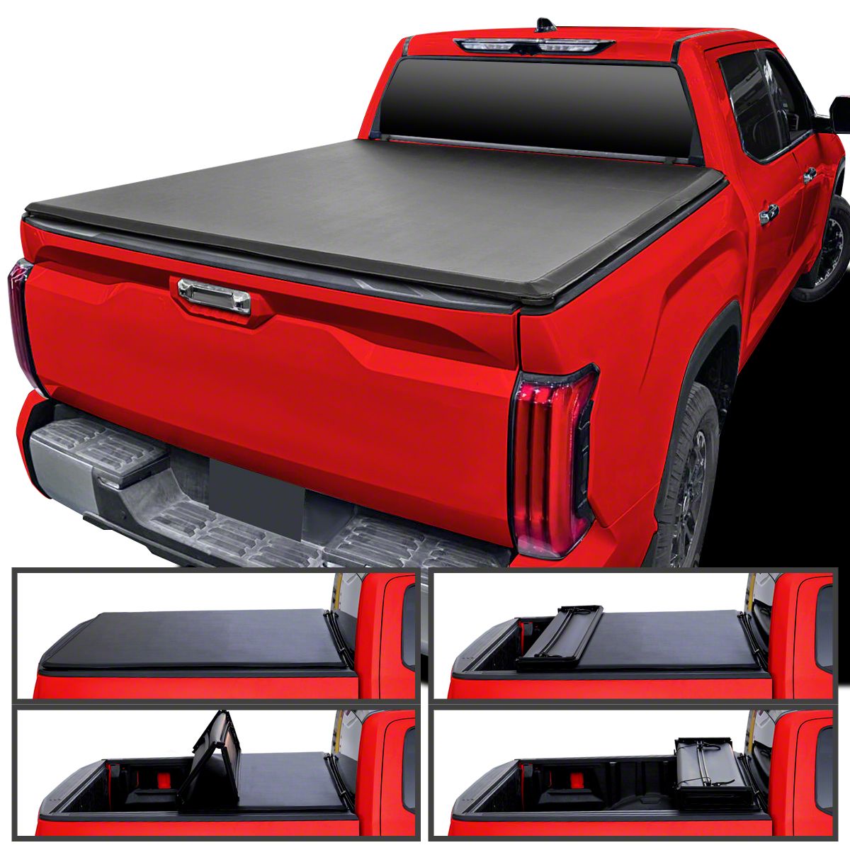 Tundra Soft Tri-Fold Tonneau Cover; Black (14-21 Tundra) - Free