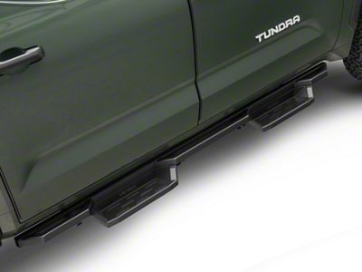 Square Tube Drop Style Nerf Side Step Bars; Matte Black (22-25 Tundra CrewMax)