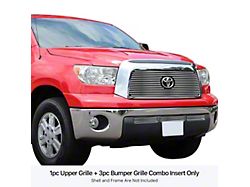 Stainless Steel Billet Upper and Lower Grille Overlay with Emblem Hole; Polished (07-09 Tundra)