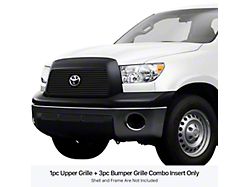 Stainless Steel Billet Upper and Lower Overlay Grille with Logo Cutout; Black (07-09 Tundra)