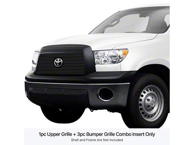 Stainless Steel Billet Upper and Lower Overlay Grille with Logo Cutout; Black (07-09 Tundra)