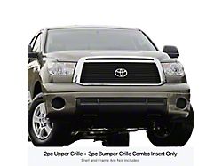 Stainless Steel Billet Upper and Lower Overlay Grilles with Logo Cutout; Black (10-13 Tundra)