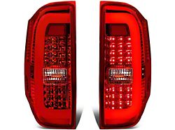 C-Tube LED Tail Lights; Chrome Housing; Red Lens (14-18 Tundra)