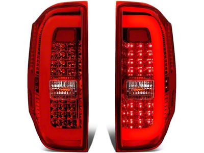 C-Tube LED Tail Lights; Chrome Housing; Red Lens (14-18 Tundra)