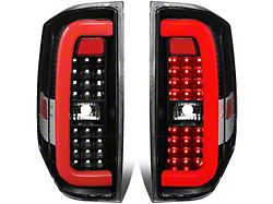 Red C-Tube LED Tail Lights; Black Housing; Clear Lens (14-18 Tundra)